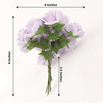 Efavormart 48 Roses | 4" Tall Lavender Real Touch Artificial DIY Foam Rose Flowers with Stem, Craft Rose Buds