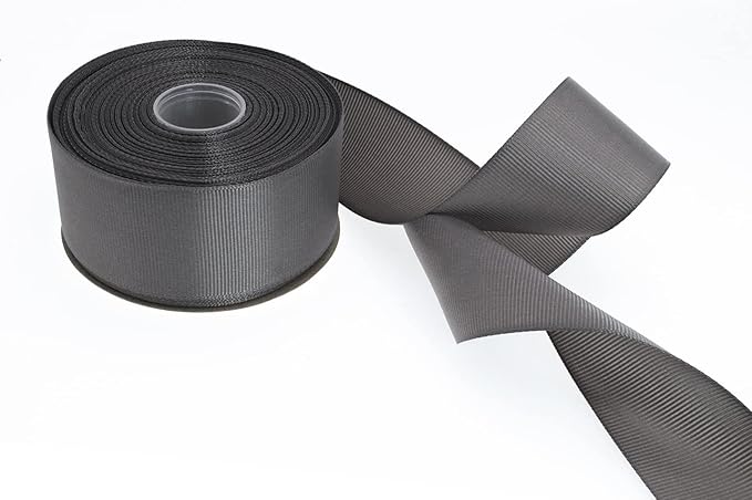 Solid Grosgrain Ribbon 25 Yard Each Roll 100% Polyester Woven Edge (1/1-2", Gray)