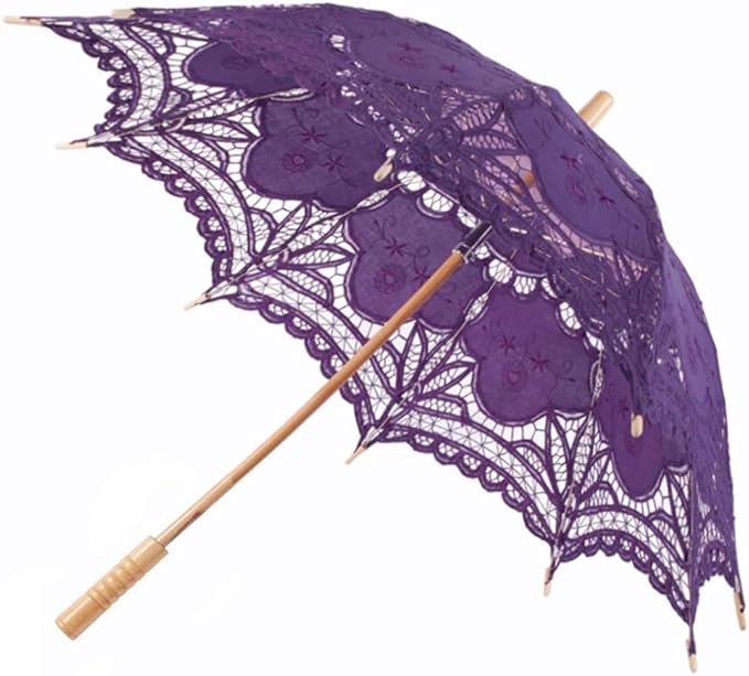 Lace Parasol Umbrella Vintage Wedding Bridal Lace Umbrella for Decoration Photo Tea Party 32 Inch Adult Size
