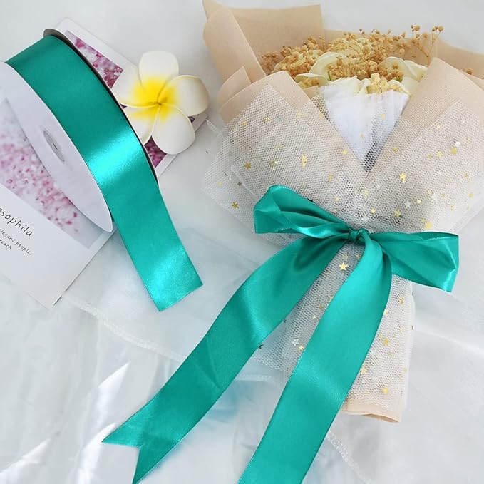 TONIFUL 1-1/2 Inch (40mm) x 100 Yard Deep Sky Blue Wide Satin Ribbon Solid Fabric Ribbon for Gift Wrapping Chair Sash Valentine's Day Wedding Birthday Party Decoration Hair Floral Craft Sewing