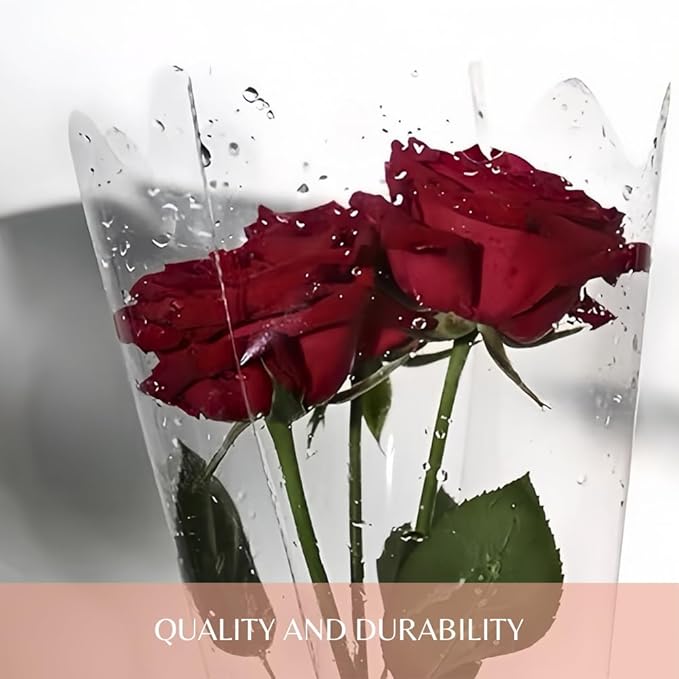 BBJ WRAPS Clear Flower Bags For Bouquets Waterproof And Durable Bouquet Sleeves For Florists, Flower Cellophane Bags For Florist Arrangements Supplies, 12x3x16 Inch, 100 Counts（M