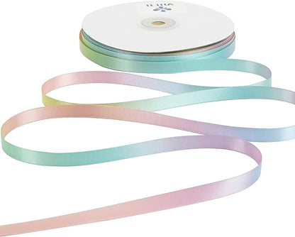 MEEDEE Pastel Satin Ribbon Pastel Rainbow Ribbon Pastel Color Craft Ribbons 3/8 inch Gift Ribbons for Gift Wrapping Wedding Pride Party Birthday Party Decoration Hair Bow - 50 Yards