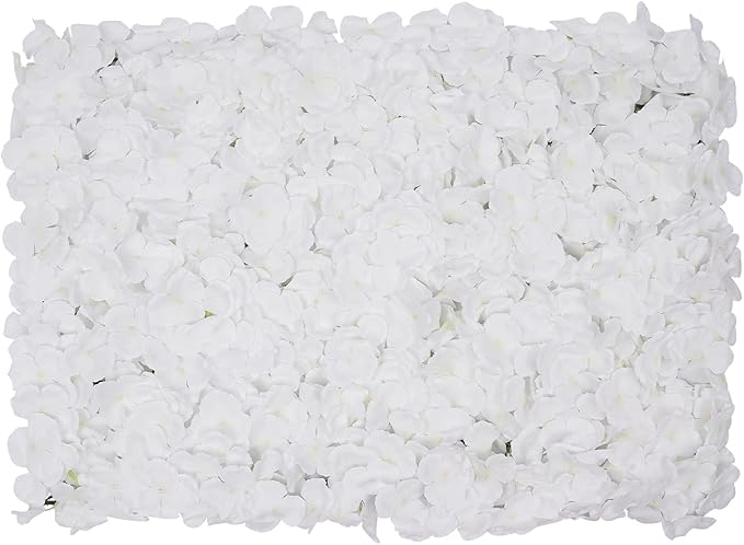Flower Wall Panels, 10Pcs Artificial Flower Wall 3D Flower Wall Backdrop White Silk Rose Floral Flower Wall Background for Wedding Home (Large Piece White,15.7 * 23.6 in)