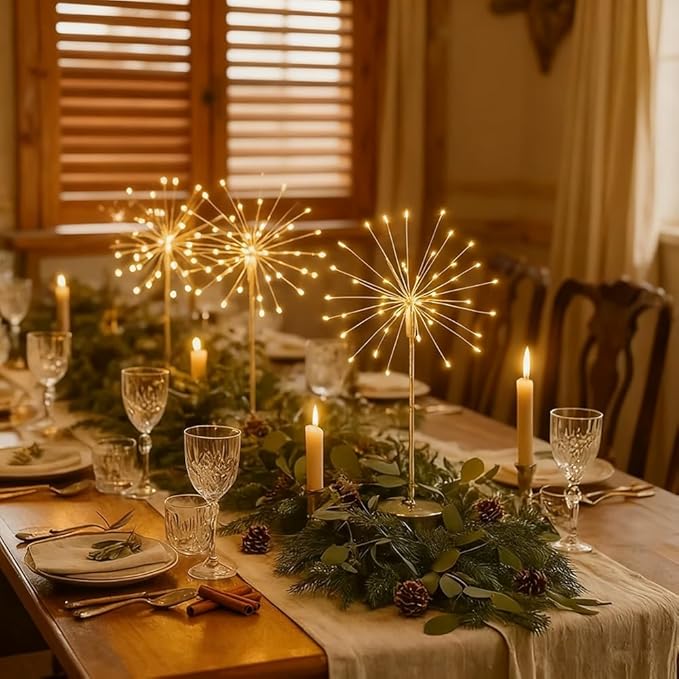 Nest and Flowers Table Lights, Firework LED Decorative Lamp, Christmas Decoration for Party, Romantic Ambient Lighting for Bedroom Living Room, Indoor Decor Gift for Family & Friends(2PCS,White light)