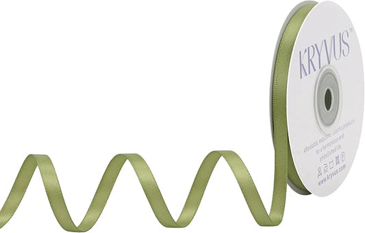 Moss Green Satin Ribbon, Double Faced 1/4 Inch X 25 Yards, Premium Satin Ribbon for Gift Wrapping, Crafts, Hair Bow Making, Sewing, Flower Bouquet, Wedding Party Decor