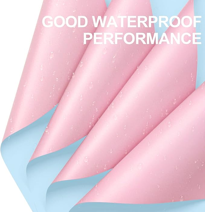 WRAPAHOLIC 20 Sheets Flower Wrapping Paper - 22.4 x 22.4 inch Pink Blue Color Water-Resistant Floral Bouquet Wrapping Paper, Florist Supplies Packaging for Wedding Birthday Gift DIY