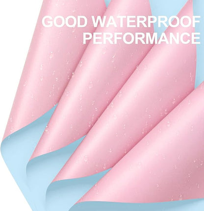 WRAPAHOLIC 20 Sheets Flower Wrapping Paper - 22.4 x 22.4 inch Pink Blue Color Water-Resistant Floral Bouquet Wrapping Paper, Florist Supplies Packaging for Wedding Birthday Gift DIY