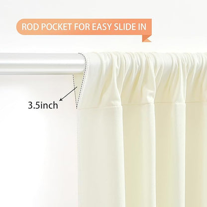 Wish Care Ivory Backdrop Curtains 4 Panels - Wrinkle-Free Polyester Photography Drapes for Wedding, Baby Shower, Birthday Party & More - 16 X10FT (Ivory)