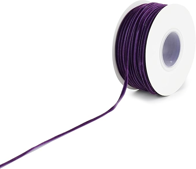 MAYREEL 1/8 Inch Purple Velvet Ribbon Thin Vintage Ribbon for Halloween Wedding Invitations Crafts Gift Wrapping Party Favor Boxes 50 Yards