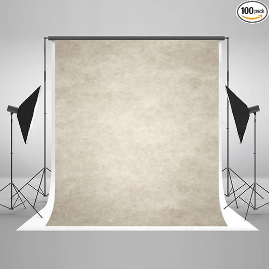 6.5ft(W) x10ft(H) Ivory Portrait Photography Backdrop Beige Microfiber Absract Photo Studio Background for Photographers Head Shots Old Master Photo Props