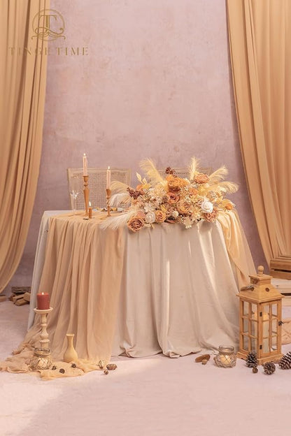 TINGE TIME Fake Flowers Artificial Flowers Peonies Bulbous Chrysanthemum Daisy Hydrangea Sunflower Violets Dahlia Daffodils Epiphyllum Orchid Cherry Blossom Camellia Leyaron (Nude Color & Pale Coffee)