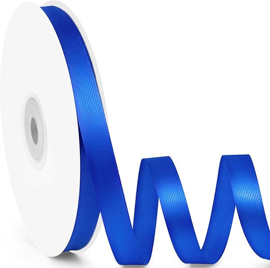 3/8" x 50 Yards Satin Ribbon - Royal Blue Silk Ribbon with Spool - Ideal for Gift Wrapping, Floral Bouquets, Crafts, Wedding Party Decorations, Christmas and Sewing Projects