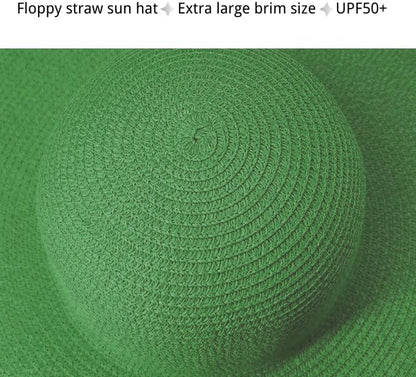 Oversized Beach Straw Hats for Women Extra Large Wide Brim Beach Hat Foldable Roll up Floppy Sun Hat