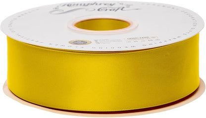 Humphrey's Craft 1-1/2 Inch Double Faced Satin Ribbon - 50 Yards, Gold Thick Satin Ribbon for Crafts, Gift Wrapping, Decoration Christmas Tree, Bridal Bouquet,Wedding,DIY Bows,Sewing Hat.