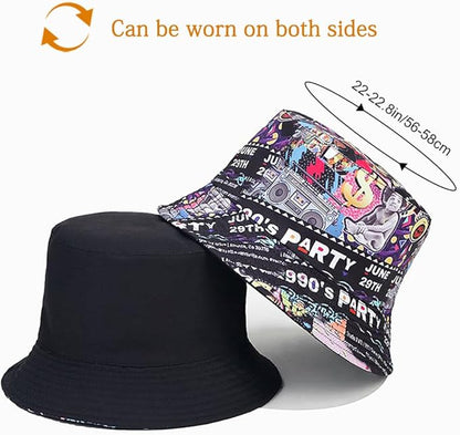 Malaxlx Bucket Hat Beach Sun Hat Fishing Hat for Women Men, Outdoor Travel Reversible Double Side Wear Fisherman Hat