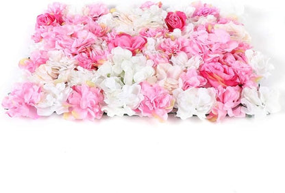 16"x 24" Artificial Flower Wall Panels,Flower Wall Mat Silk Flower Panels for Outdoor Garden Backyard Fence Fence Privacy Screen and Indoor Wall Decor (8Pcs Pink+White 8)