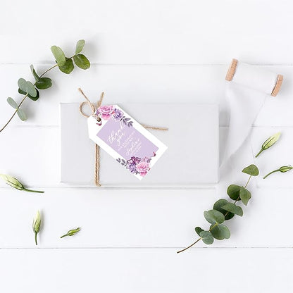 Andaz Press 40-Pack Personalized Quinceañera Favor Tags with String, Lilac Butterflies Custom Classic Thank You Gift Tags for Quince Años XV 15th Birthday Favor Gifts Quinceanera Decorations