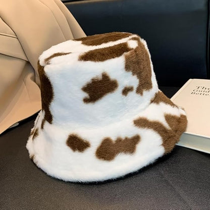 Winter Soft Faux Fur Plush Bucket Hat, Lovely Fisherman Cap, Fashion Outdoor Thick Warm Sun Cap for Women