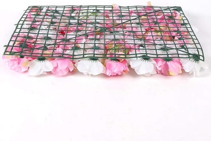 16"x 24" Artificial Flower Wall Panels,Flower Wall Mat Silk Flower Panels for Outdoor Garden Backyard Fence Fence Privacy Screen and Indoor Wall Decor (8Pcs Pink+White 8)