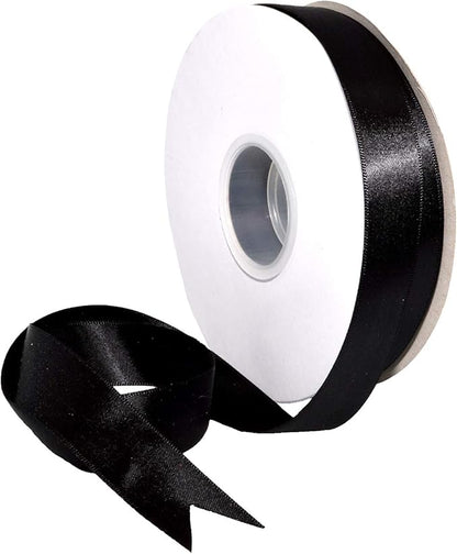 Morex Ribbon Double Face Satin Ribbon 7/8" X 50 YD Black Ribbon for Gift Wrapping, Birthday Gift Cards, Satin Dress for Women, Silk Ribbons for Crafts, Wedding Gifts for Couple