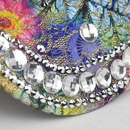 Bling Baseball Caps for Women, Rhinestone Summer Flower Baseball Hat, Adjustable Spring Fall Denim Sequin Jean Hat