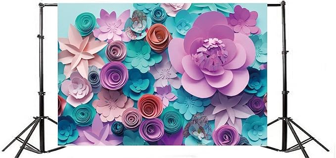 AOFOTO 10x6.5ft Handmade 3D Paper Flower Backdrop Birthday Party Decoration Photography Background Baby Shower Kid Girl Woman Artistic Portrait Activity Banner Photo Shoot Studio Props Vinyl Wallpaper