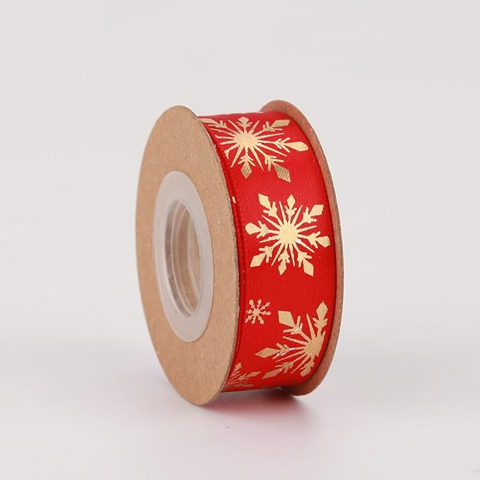 4 Rolls 20 Yards 5/8 Inch Christmas Candy Peppermint Ribbon Red and White Stripe Cotton Ribbons for Gift Wrapping, Wreath,Tree Decoration, Outdoor Deco (Gold foil Printed)