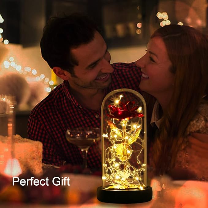 Christmas Flower Gifts for Women,Flowers for Delivery Prime,Flower Galaxy Artificial Flower Light Up Rose in A Glass Dome,Anniversary Valentines Birthday Xmas