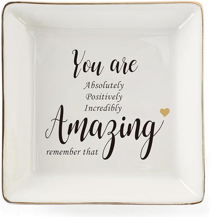HOME SMILE Ceramic Ring Dish Jewelry Tray for Mom Sister Friends