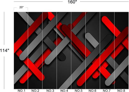 Eierme-Red and Black Smooth Stripes Abstract tech Geometric Background Peel and Stick 160" x 114"