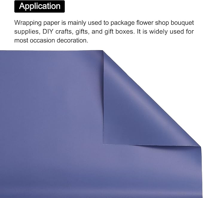 MECCANIXITY 20 Pcs Flower Wrapping Paper 22.8x22.8 Inch Waterproof Florists Wrapping Paper for Florist Bouquet Supplies, DIY Crafts, Gift/Gift Box Packaging Dark Blue