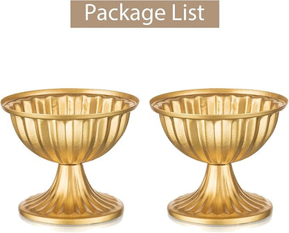 Sziqiqi Mini Gold Flower Arrangement Pots for Centerpiece Table Decorations Metal Vase Urn Planter Decor for Home Wedding Party Christmas (3.7IN-2PCS, Gold)