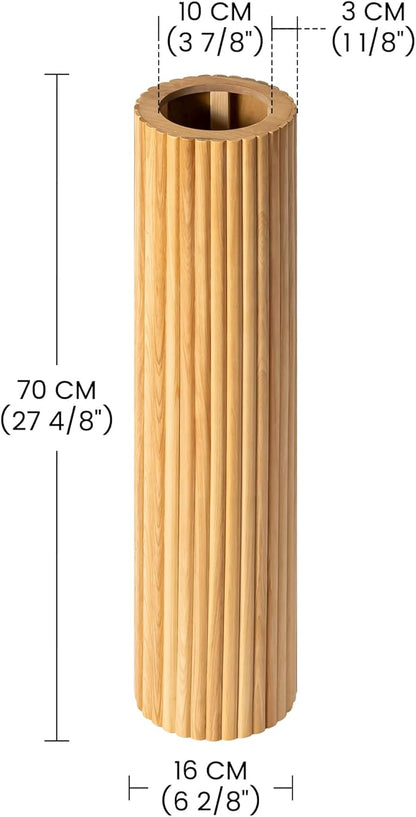 SHYFOY Wooden Fluted Floor Vase, 27.5 inch Cylinder Decorative Tall Vase Standing Decor for Living Room Dining Bedroom Home Corner Indoor