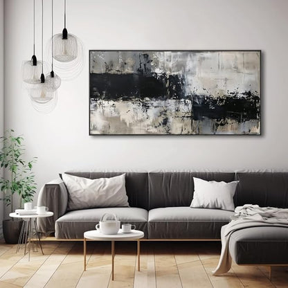 Wall Art Abstract Canvas Painting Black Grey Wall Decor Modern Artwork for Living Room Bedroom Dining Room Home Office Decor Large Framed Ready to Hang 30"x60"