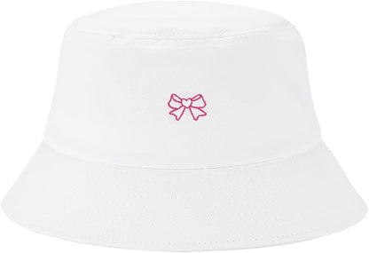 Fashion Embroidered Bucket Hat Cotton Summer Beach Sun Hat for Women Men Teen