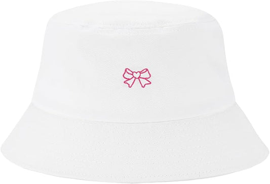 Fashion Embroidered Bucket Hat Cotton Summer Beach Sun Hat for Women Men Teen