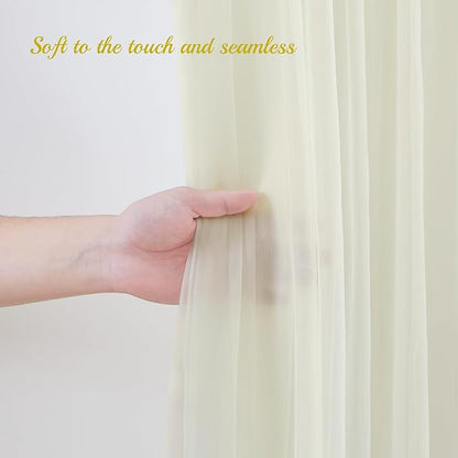 20x8ft Ivory Tulle Backdrop Curtain with Lights String for Parites, Sheer Backdrop Curtains for Wedding Baby Shower Birthday Party Photo Shoot Decorations