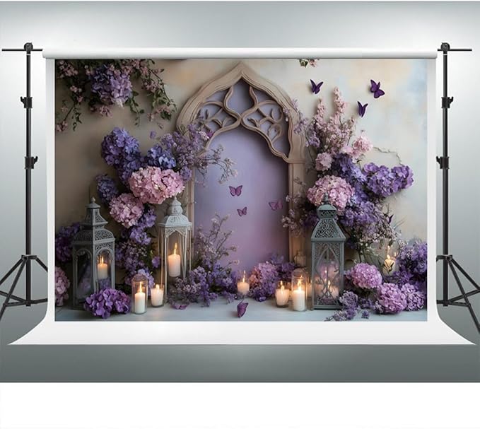 YongFoto Elegant Flower Wall Backdrop 10x7ft Floral Butterfly Candle Photography Background Baby Bridal Shower Wedding Girl Birthday Party Banner Room Decor Portrait Photoshoot Wallpaper Photo Booth