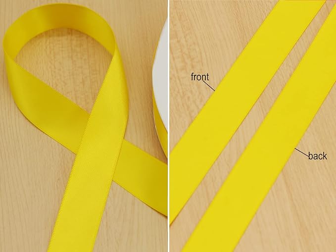 Flower Boutique Satin Ribbon - 1 inch, 25mm, 100 Yards - Yellow Double Faced Silk Bow Ribbon for Christmas, DIY Crafts, Hair Headband, Wedding Decorations