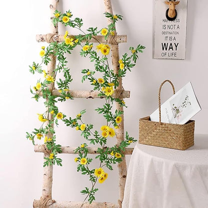 SOMYTING Artificial Daisy Garland Decorative Fake Flower Vine Hanging 5.6Ft Silk Flower Greenery for Home Garden Outdoor Ceremony Wedding Arch Floral Decor