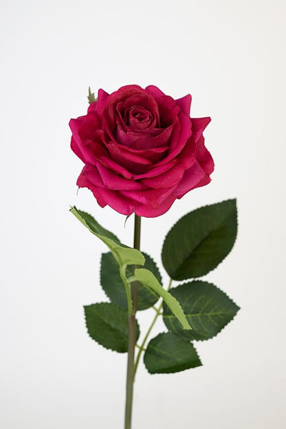 Real Touch Artificial Roses 6pcs, Floyd Roses,17.3”Faux Silk Roses Bouquet for Home Decor, Wedding Centerpieces, Romantic Gifts & Party Arrangements, Fuchsia Realistic Flowers (Fuchsia)