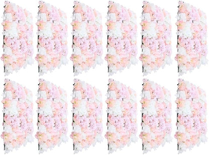 16"x 24" Artificial Flower Wall Panels,Flower Wall Mat Silk Flower Panels for Outdoor Garden Backyard Fence Fence Privacy Screen and Indoor Wall Decor (12Pcs Light Pink)