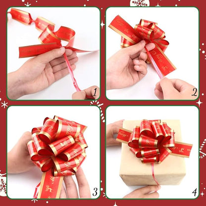 3 otters 26Pcs Christmas Bows for Gift Wrapping, 6.2inch Christmas Pull Bows for Xmas Present Gift Wrapping Holiday Decorative