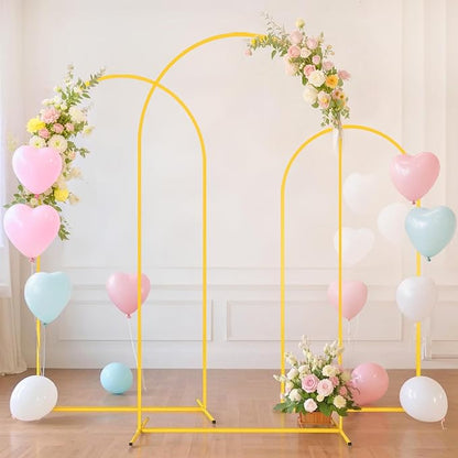 FUHSY Metal Arch Backdrop Stand and Cover Set - 6FT, 6.6FT, 7.2FT - Black - Wedding, Baby Shower, Party - Metal & Spandex