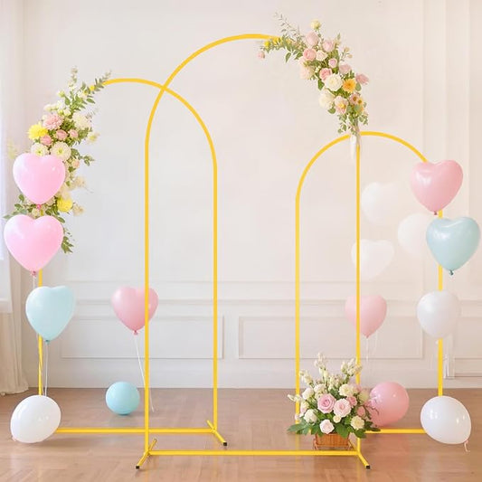 FUHSY Metal Arch Backdrop Stand and Cover Set - 6FT, 6.6FT, 7.2FT - Black - Wedding, Baby Shower, Party - Metal & Spandex
