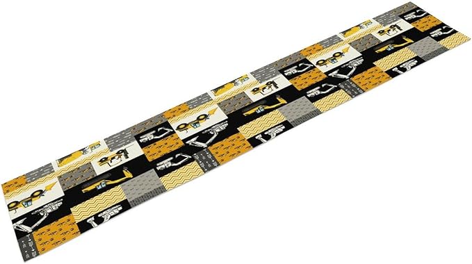 Excavator Table Runner,Boys Kids Construction Vehicles Equipment Trucks Cartoon Car Tablecloth Burlap for Hotel Indoors Outdoor Dining Room Kitchen Holiday Party, 13x108in