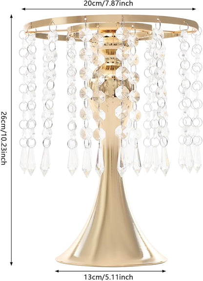Flower Stand Vase, 10 Pcs Glam Crystal Wedding Reception Decorations with Sparkling Beads Table Center Display Flower Arrangement Flower Stand Metal Vase for Event Party Decor (Gold, H:10.23in)