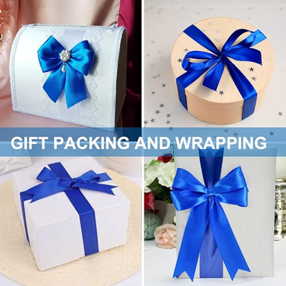 TONIFUL Royal Blue Satin Ribbon 1 Inch X 25yds Solid Silk Ribbons for Gift Wrapping, Craft, Floral Bouquets, Valentine's Day Christmas Gift Wrapping, Party Wedding Decoration