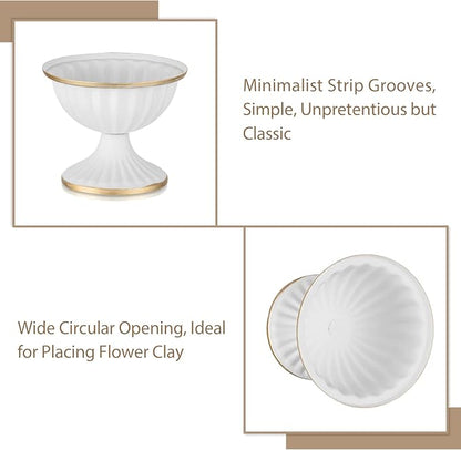 Sziqiqi Mini White Flower Arrangement Pots for Centerpiece Table Decorations Metal Vase Urn Planter Decor for Home Wedding Party Christmas (3.7IN-2PCS, White)