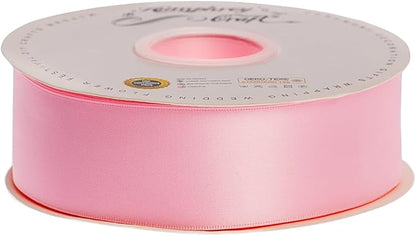 Humphrey's Craft 1-1/2 Inch Double Faced Satin Ribbon - 50 Yards, Pink Thick Satin Ribbon for Crafts, Gift Wrapping, Decoration Christmas Tree, Bridal Bouquet,Wedding,DIY Bows,Sewing Hat.